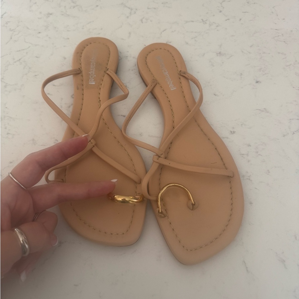 Jeffrey Campbell Tan Sandals with Gold Detail